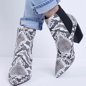 Snakeskin booties
